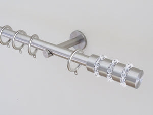 19mm diameter stainless steel curtain pole set with beaded finials