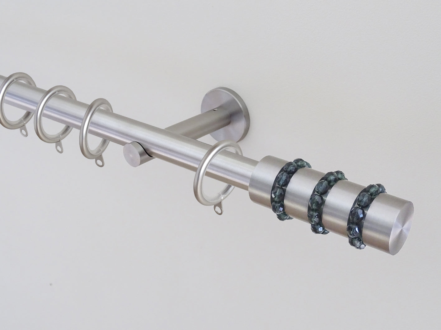 19mm diameter stainless steel curtain pole set with beaded finials