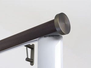 Motorised electric curtain pole in tennessee bronze, wireless & battery powered using the Somfy Glydea track | Walcot House UK curtain pole specialists