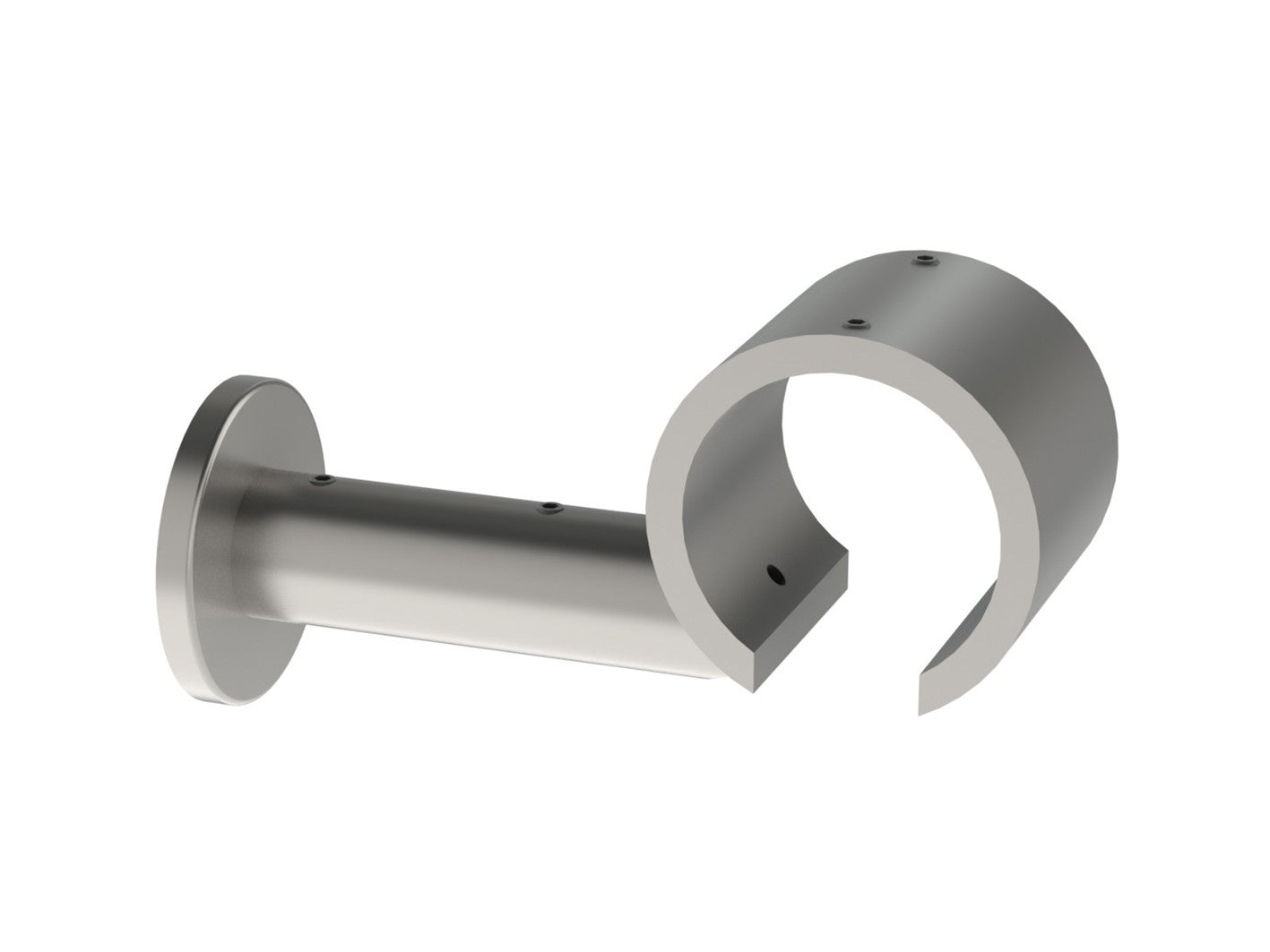 Passing flush connector bracket for 50mm dia. tracked wooden & wrapped curtain poles