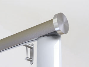 Motorised electric curtain pole in warm gunmetal gold, wireless & battery powered using the Somfy Glydea track | Walcot House UK curtain pole specialists